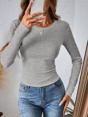 LUNE Women's Casual Ribbed Long Sleeve Slim Fit Base Layer T-Shirt, Suitable For Autumn & Winter - WestLine Apparel