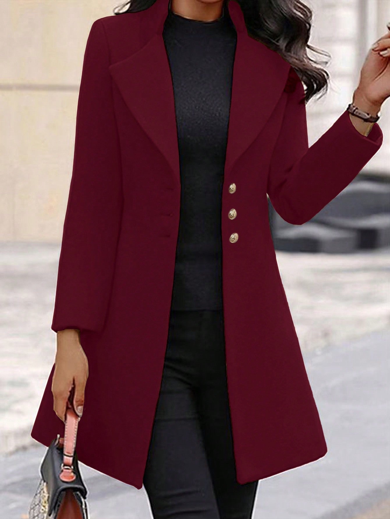 LUNE Women's Solid Color Lapel Woolen Jacket - WestLine Apparel