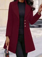 LUNE Women's Solid Color Lapel Woolen Jacket - WestLine Apparel