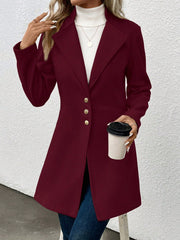 LUNE Women's Solid Color Lapel Woolen Jacket - WestLine Apparel
