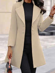 LUNE Women's Solid Color Lapel Woolen Jacket - WestLine Apparel