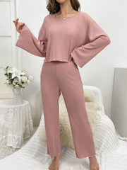 Lettuce Trim Trumpet Sleeve PJ Set / Pajama Set - WestLine Apparel
