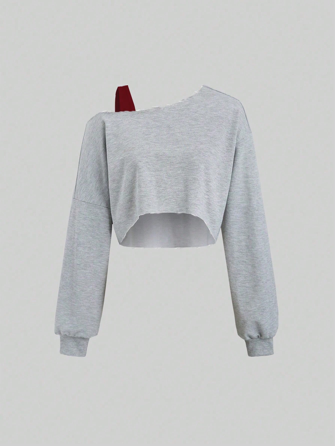 MOOSTA Colorblock Asymmetrical Neck Cropped Women's Sweatshirt - WestLine Apparel