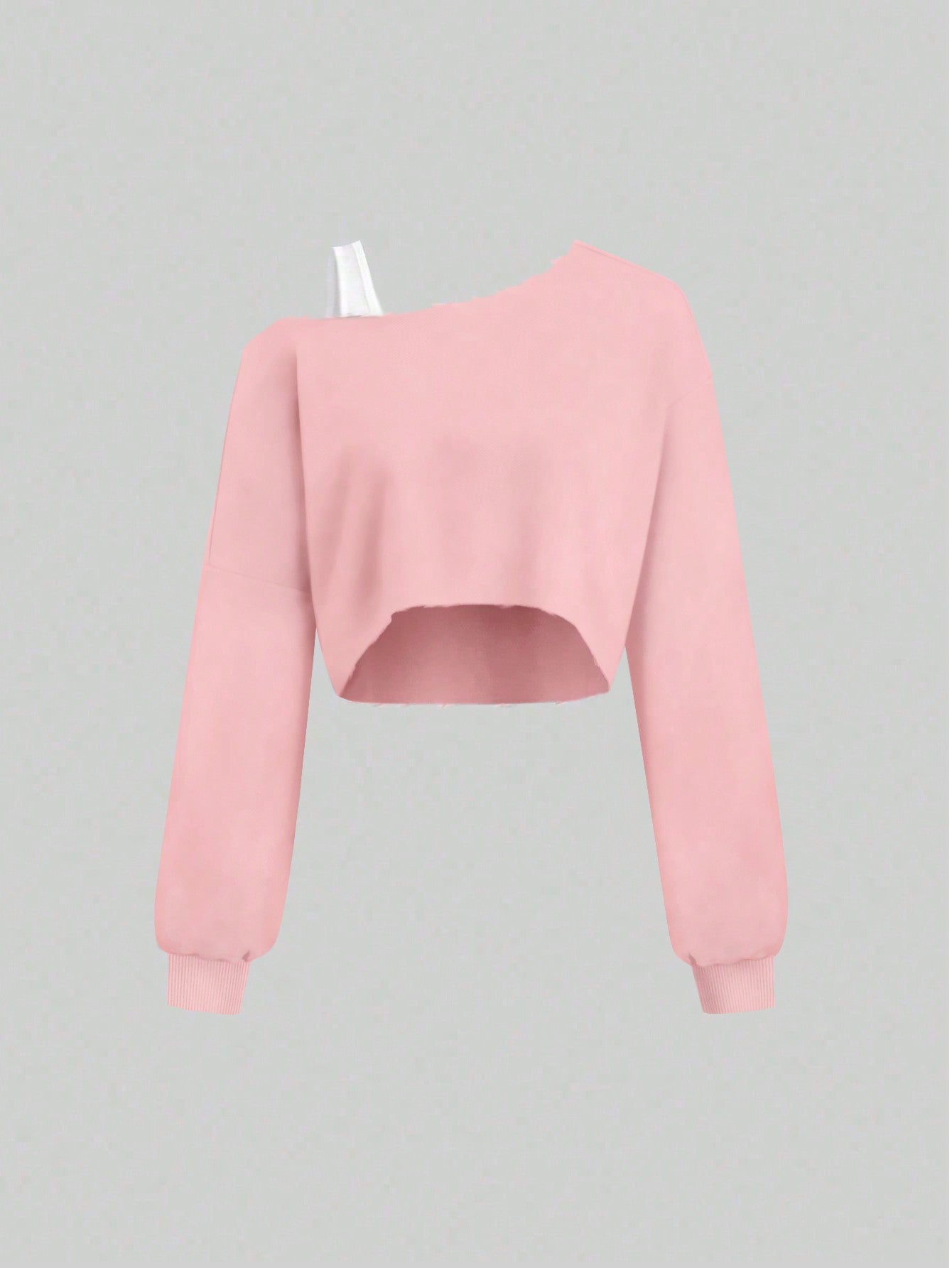 MOOSTA Colorblock Asymmetrical Neck Cropped Women's Sweatshirt - WestLine Apparel