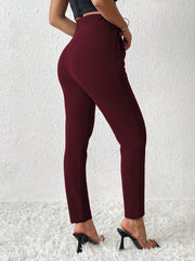 PETITE Solid Color Tapered Spring Women Pants - WestLine Apparel
