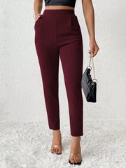 PETITE Solid Color Tapered Spring Women Pants - WestLine Apparel