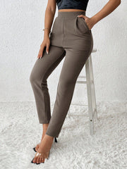 PETITE Solid Color Tapered Spring Women Pants - WestLine Apparel
