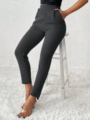 PETITE Solid Color Tapered Spring Women Pants - WestLine Apparel