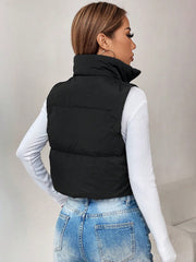 PETITE Zip Up Crop Vest Padded Coat - WestLine Apparel