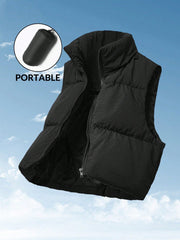 PETITE Zip Up Crop Vest Padded Coat - WestLine Apparel