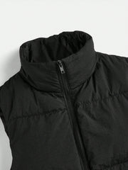 PETITE Zip Up Crop Vest Padded Coat - WestLine Apparel