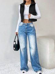 PETITE Zip Up Crop Vest Padded Coat - WestLine Apparel