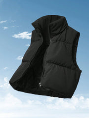 PETITE Zip Up Crop Vest Padded Coat - WestLine Apparel