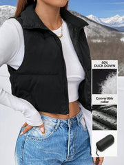 PETITE Zip Up Crop Vest Padded Coat - WestLine Apparel