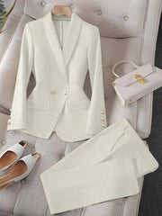 Privé Apricot Colored Long Sleeve Lapel Blazer Suit Set For Women , Bussines Casual Women - WestLine Apparel
