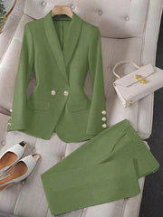 Privé Apricot Colored Long Sleeve Lapel Blazer Suit Set For Women , Bussines Casual Women - WestLine Apparel