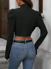 Privé Gigot Sleeve Open Front Crop Jacket - WestLine Apparel