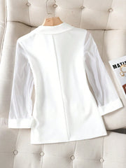 Privé Ladies' Fashionable Summer Long Sleeve Blazer Jacket With Patchwork Design - WestLine Apparel