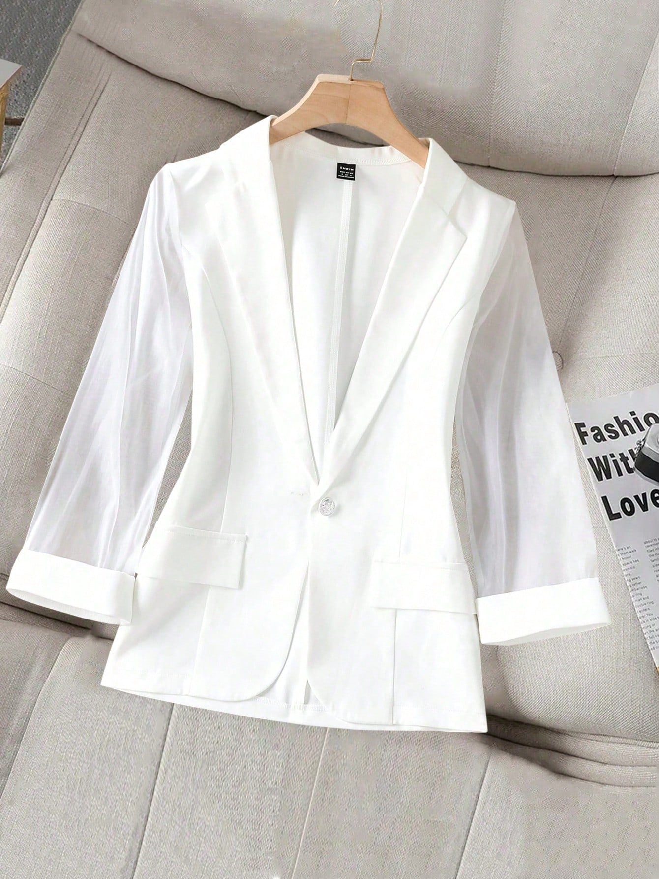 Privé Ladies' Fashionable Summer Long Sleeve Blazer Jacket With Patchwork Design - WestLine Apparel