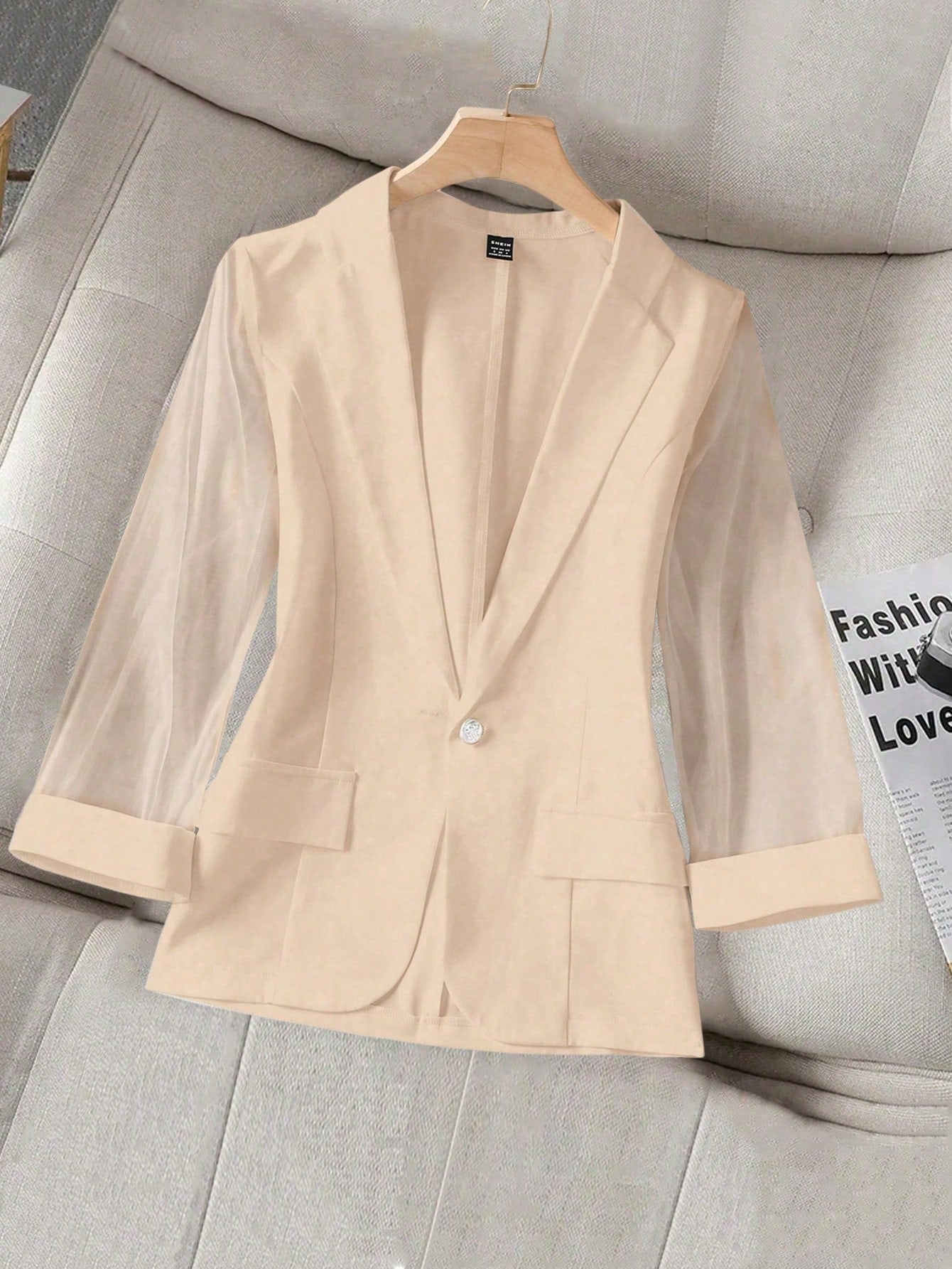 Privé Ladies' Fashionable Summer Long Sleeve Blazer Jacket With Patchwork Design - WestLine Apparel