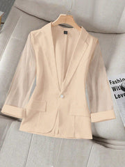 Privé Ladies' Fashionable Summer Long Sleeve Blazer Jacket With Patchwork Design - WestLine Apparel