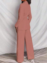 Privé Ladies' Solid Color Simple Daily Suit Jacket And Pants Set - WestLine Apparel
