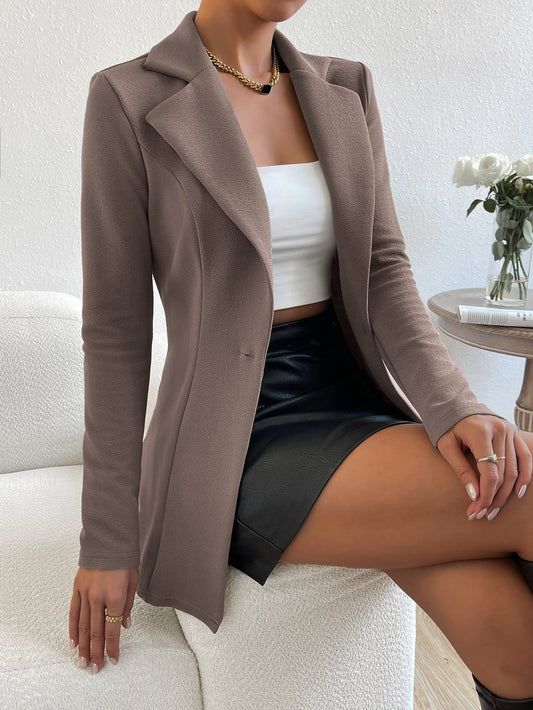 Privé Lapel Neck Single Button Blazer Office Wear Women - WestLine Apparel