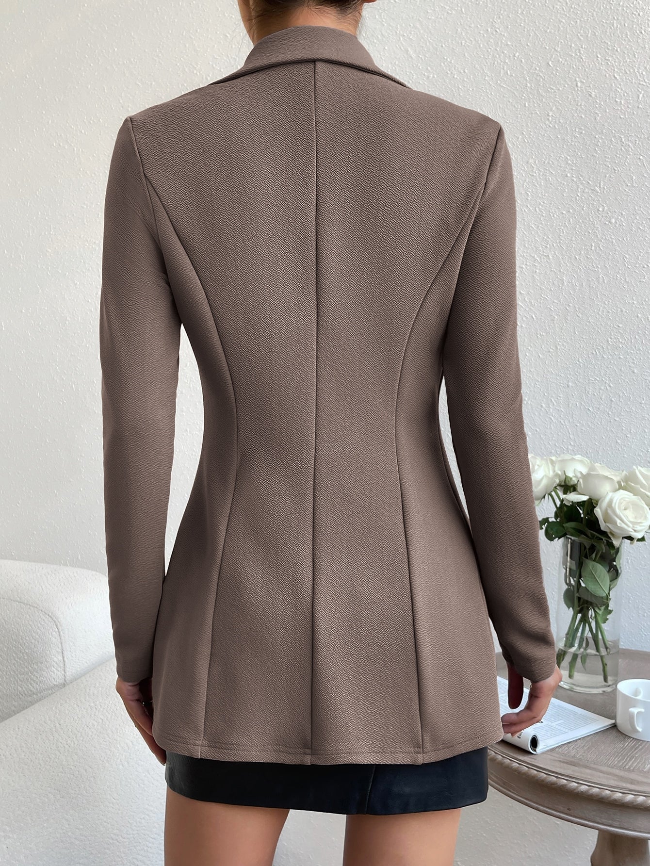 Privé Lapel Neck Single Button Blazer Office Wear Women - WestLine Apparel