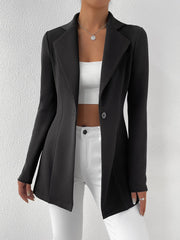 Privé Lapel Neck Single Button Blazer Office Wear Women - WestLine Apparel
