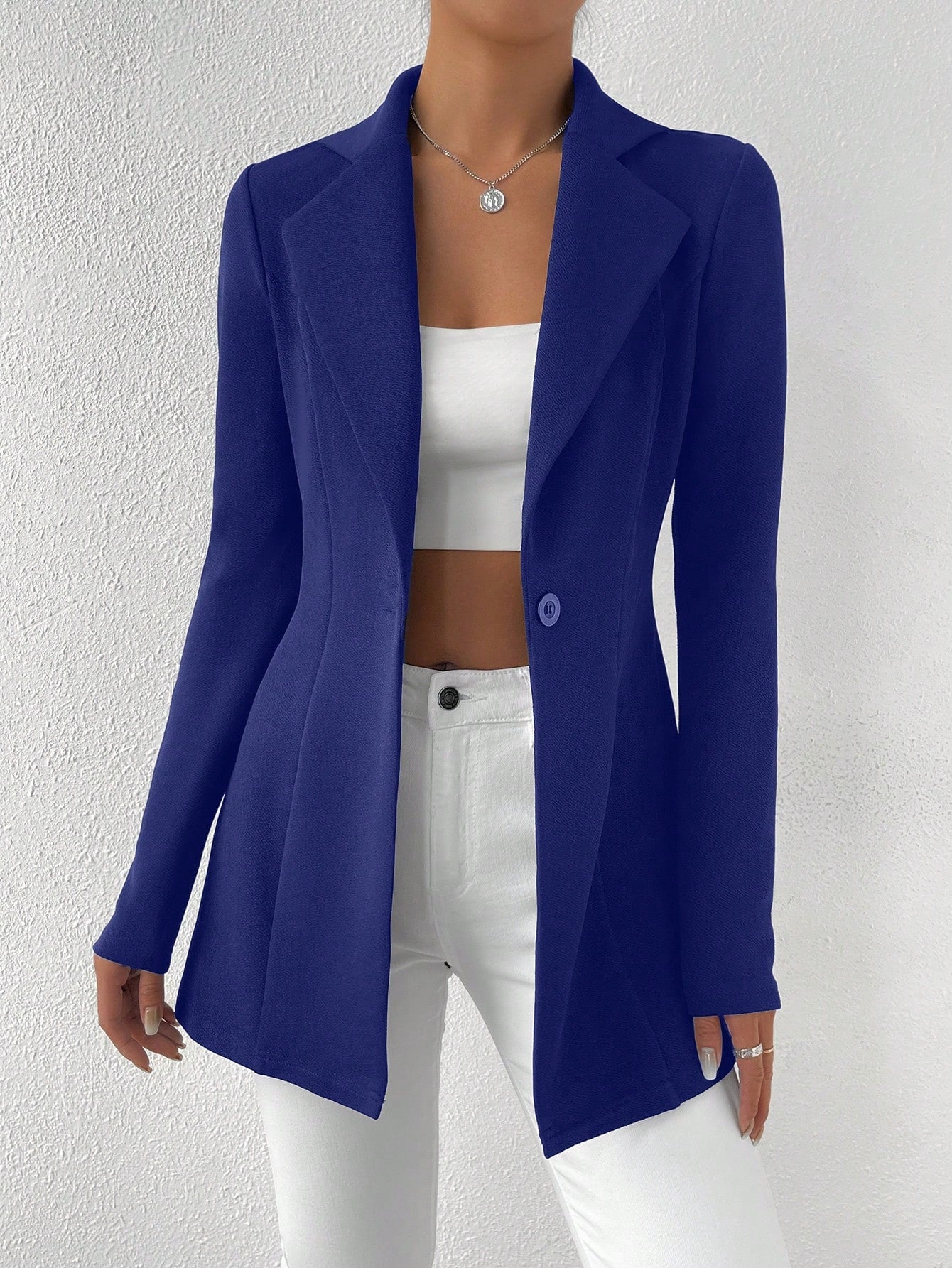 Privé Lapel Neck Single Button Blazer Office Wear Women - WestLine Apparel