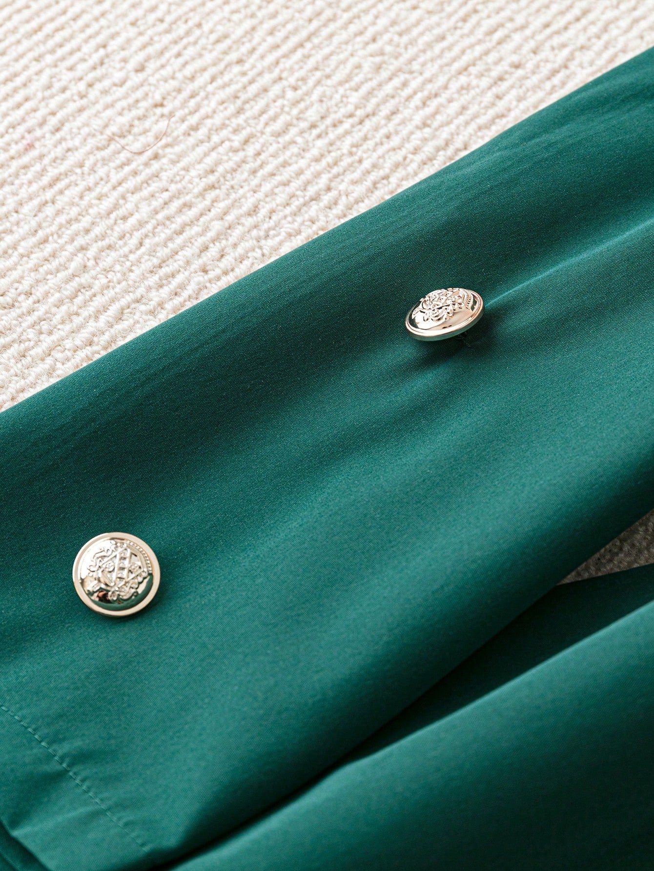 Privé Plus Size Women's Solid Color Lapel Collar Long Sleeve Double-Breasted Blazer And Pants Set, Spring & Autumn - WestLine Apparel