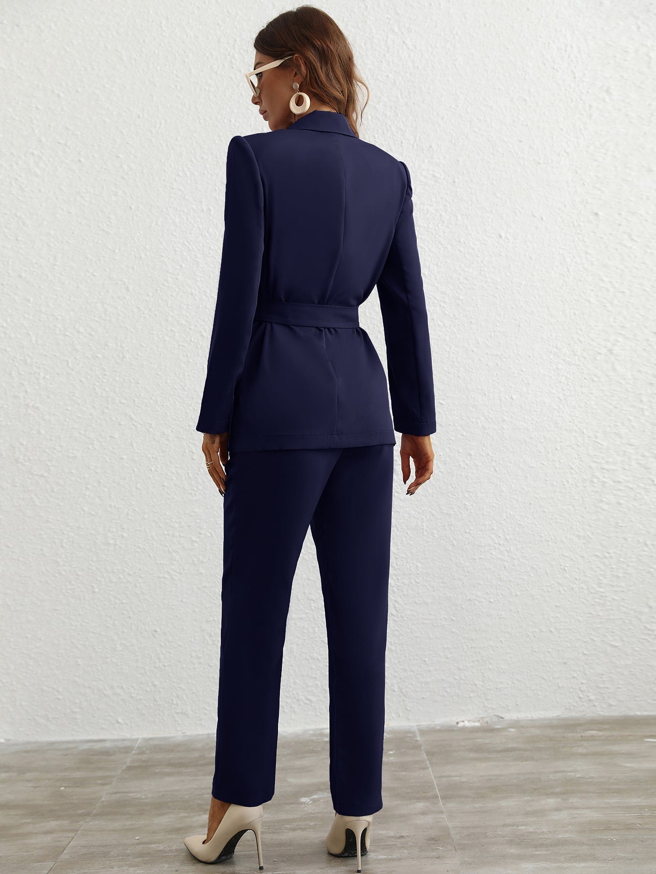 Privé Single Button Belted Blazer & Tailored Pants - WestLine Apparel