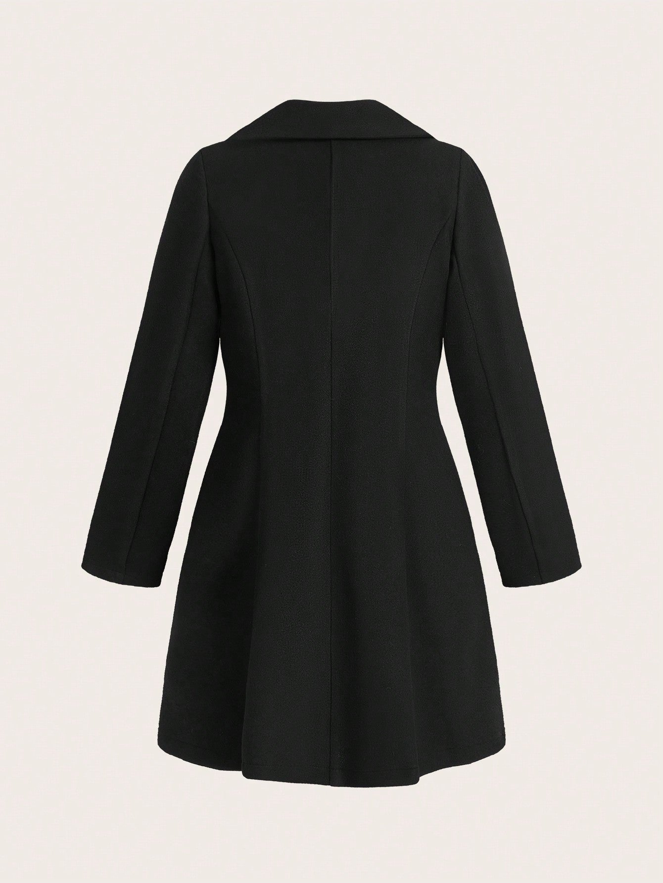 Privé Women's Casual Solid Color Turndown Collar Double-Breasted Wool Coat, Autumn/Winter - WestLine Apparel