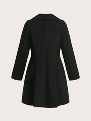 Privé Women's Casual Solid Color Turndown Collar Double-Breasted Wool Coat, Autumn/Winter - WestLine Apparel