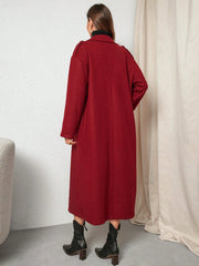 Privé Women's Elegant & Stylish Burgundy Long Trench Coat, New Autumn Winter Design,Notched Collar Double-Breasted Long Sleeve Wrinkle-Resistant Fashionable Trench Coat,Fall Women Coat,Winter Women Clothes Suitable For Dating, Parties, Holidays, Banque - WestLine Apparel