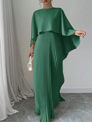 SHEIN Privé Women Elegant Solid Color Minimalist Casual Poncho Sleeve Dress - WestLine Apparel