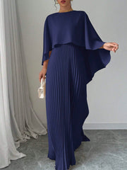 SHEIN Privé Women Elegant Solid Color Minimalist Casual Poncho Sleeve Dress - WestLine Apparel