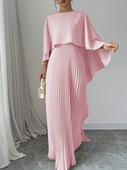 SHEIN Privé Women Elegant Solid Color Minimalist Casual Poncho Sleeve Dress - WestLine Apparel