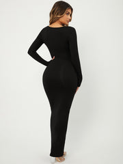 SXY Plus Solid Scoop Neck Bodycon Dress - WestLine Apparel
