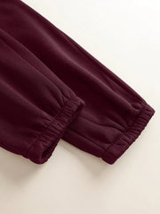 Slayr 2pcs Women's Casual Letter Printed Drawstring Hoodie And Sweatpants Set, Autumn Winter - WestLine Apparel