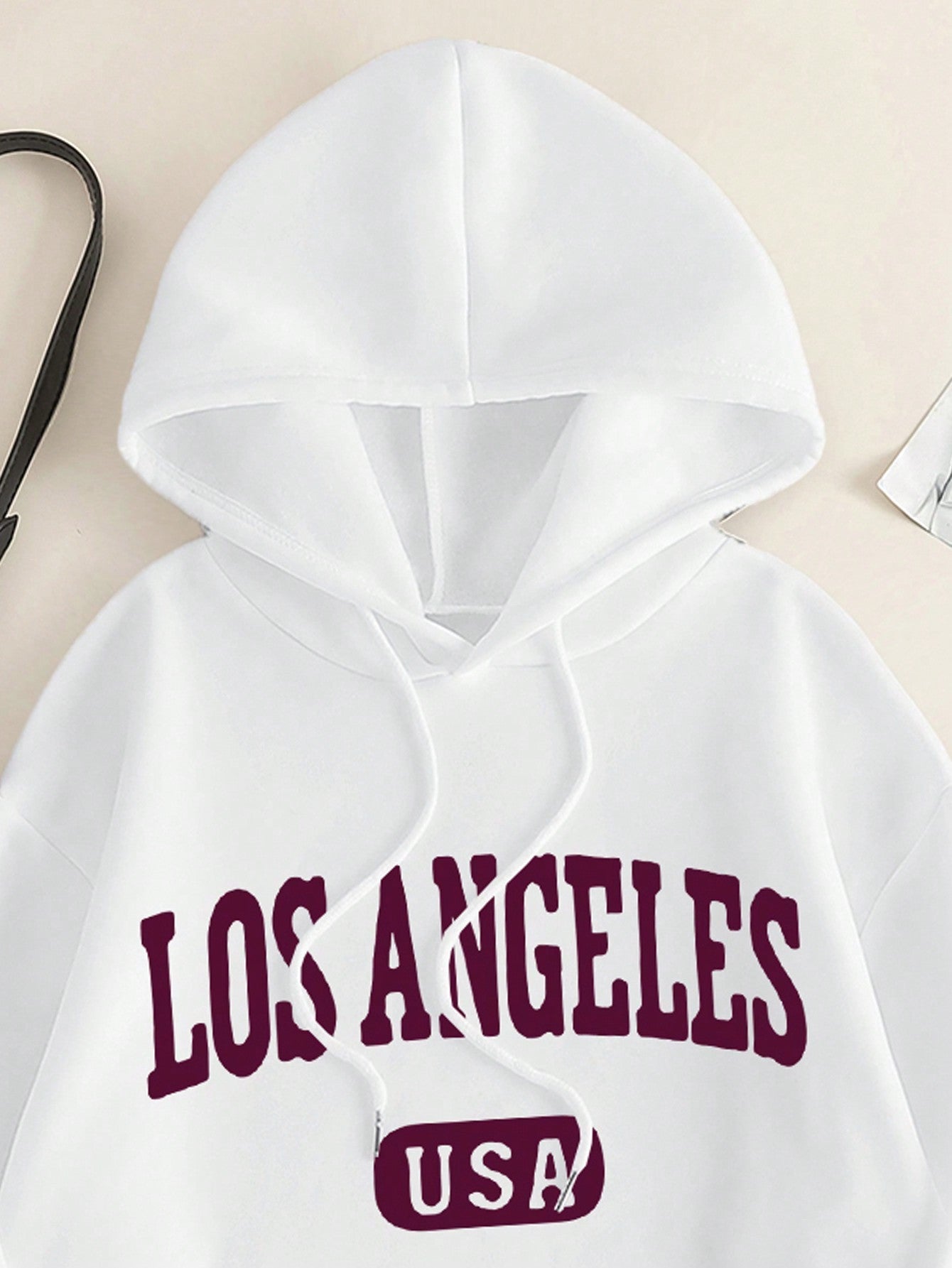 Slayr 2pcs Women's Casual Letter Printed Drawstring Hoodie And Sweatpants Set, Autumn Winter - WestLine Apparel