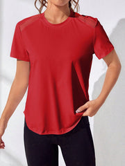 Sport Exploreva Patchwork Mesh Hollow Out Sport T-Shirt Gym Top - WestLine Apparel