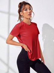 Sport Exploreva Patchwork Mesh Hollow Out Sport T-Shirt Gym Top - WestLine Apparel