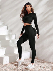 Sport Studio Solid Crop Tee Crop Tee & Leggings - WestLine Apparel