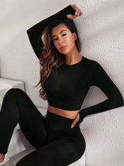 Sport Studio Solid Crop Tee Crop Tee & Leggings - WestLine Apparel