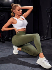 Sport Studio Wide Waistband Sports Leggings Butt Lift Spandex - WestLine Apparel