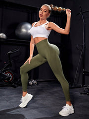 Sport Studio Wide Waistband Sports Leggings Butt Lift Spandex - WestLine Apparel