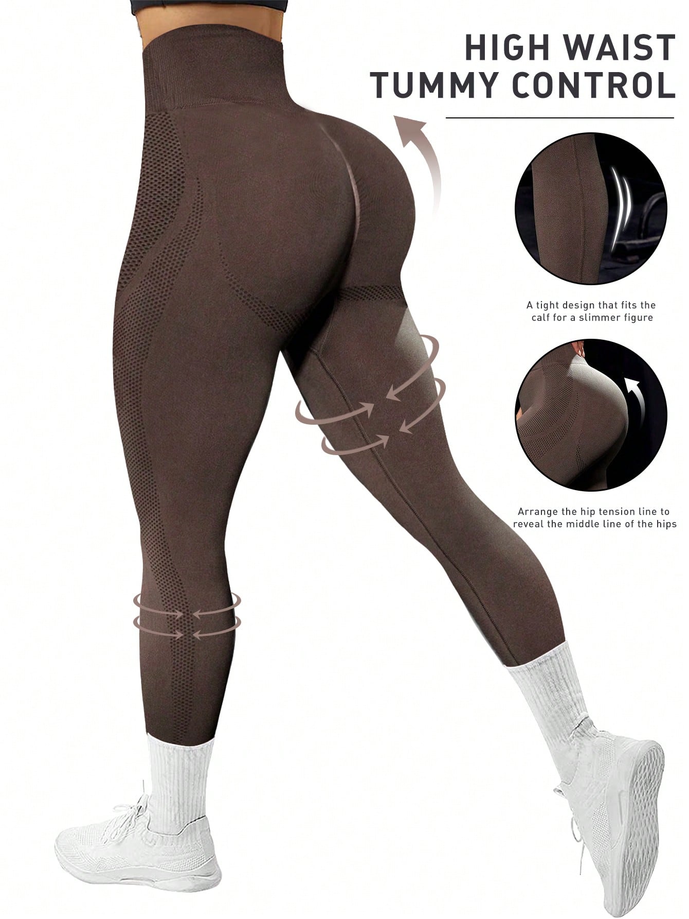 Sport Studio Wide Waistband Sports Leggings Butt Lift Spandex - WestLine Apparel