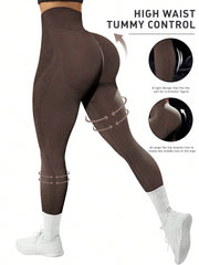 Sport Studio Wide Waistband Sports Leggings Butt Lift Spandex - WestLine Apparel
