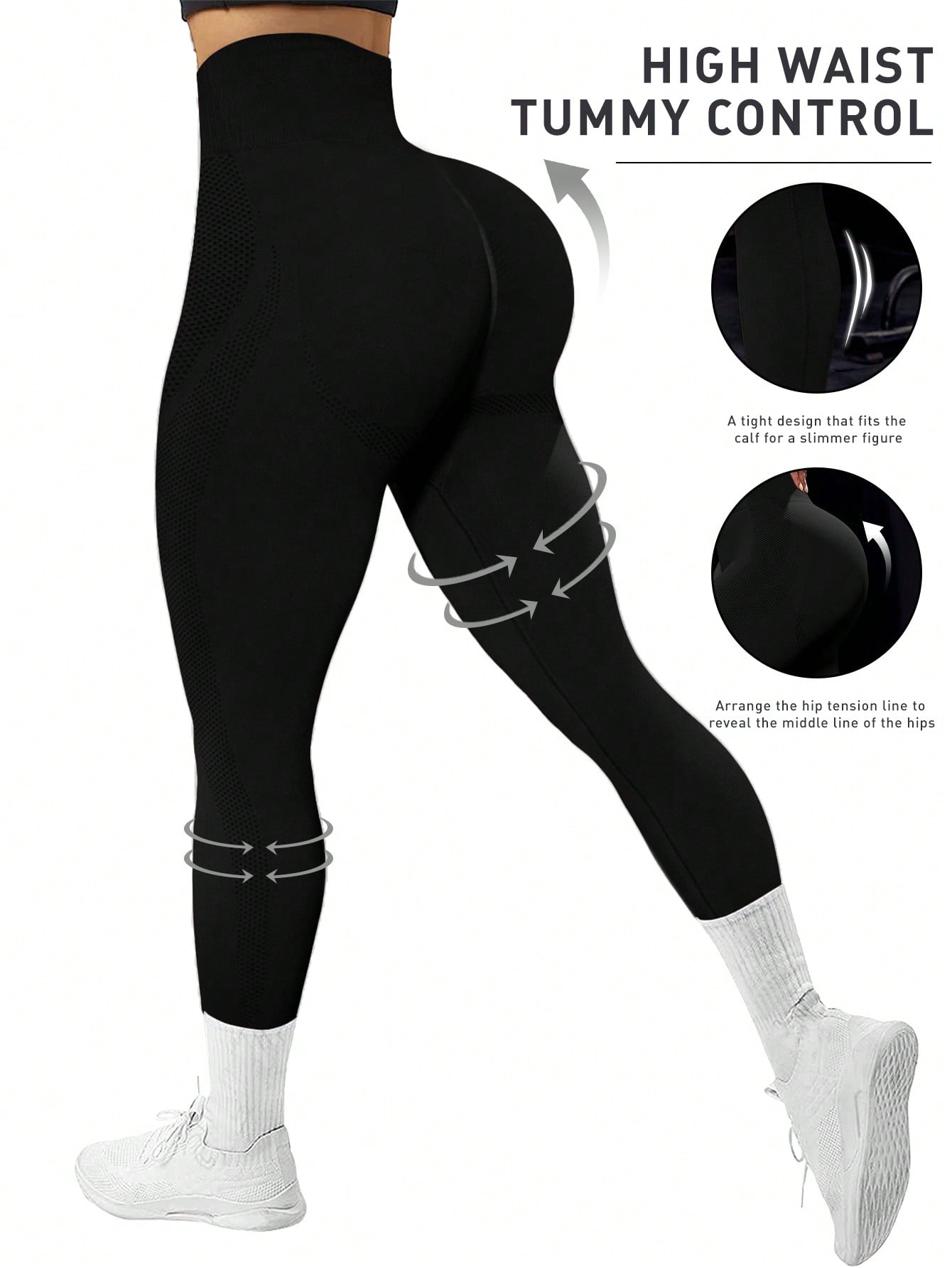 Sport Studio Wide Waistband Sports Leggings Butt Lift Spandex - WestLine Apparel